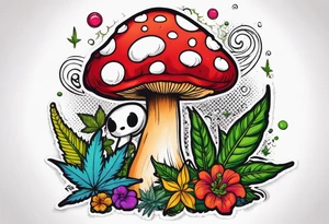 shroom and marijuana tattoo tattoo idea