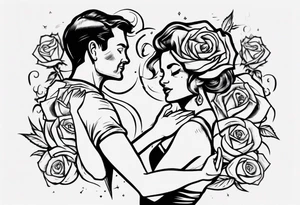 Couple dancing on a rose tattoo idea