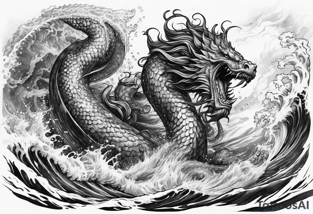 Poseidon battling kraken sea monster tattoo idea