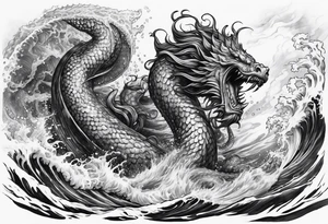 Poseidon battling kraken sea monster tattoo idea