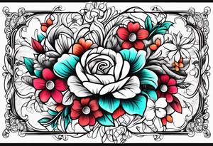 Arm sleeve dedicated to mom with multicolor flowers tattoo idea