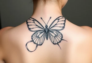 ethereal butterfly with flowing silk ribbons in moonlight tattoo idea