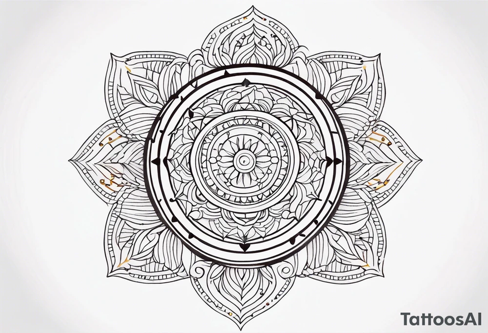 Mandala tattoo with music notes tattoo idea