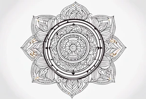 Mandala tattoo with music notes tattoo idea