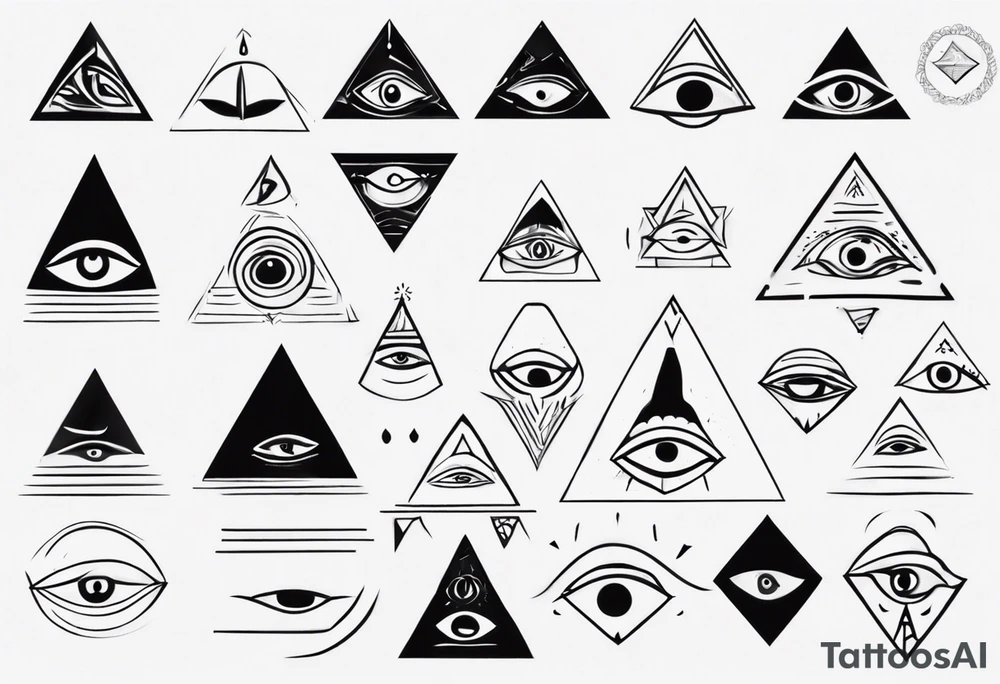 Abstract third eye in a pyramid tattoo idea