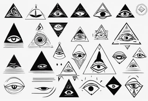 Abstract third eye in a pyramid tattoo idea