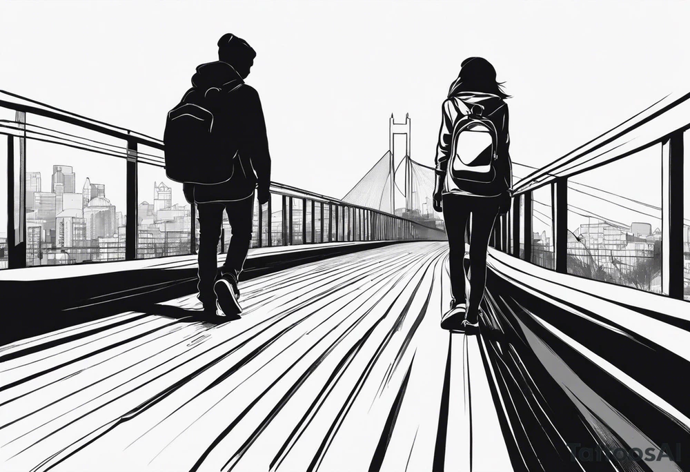 two silhouettes on top of an overpass tattoo idea