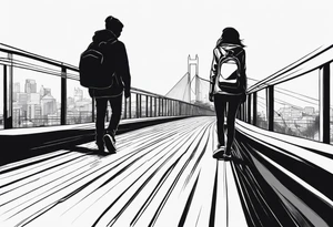 two silhouettes on top of an overpass tattoo idea