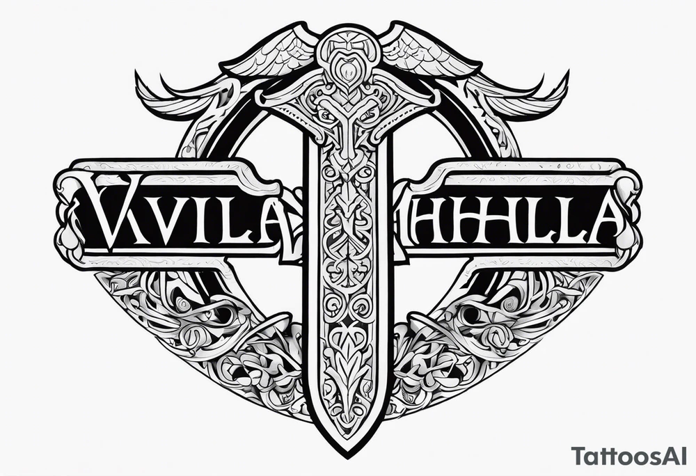 Valhalla 
Sword shield gods tattoo idea