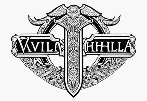 Valhalla 
Sword shield gods tattoo idea