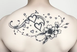 I want swirling lines like wind with hearts and stars an flowers with makeup tattoo idea