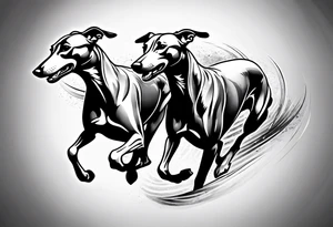 realistic Running greyhound racing tattoo idea