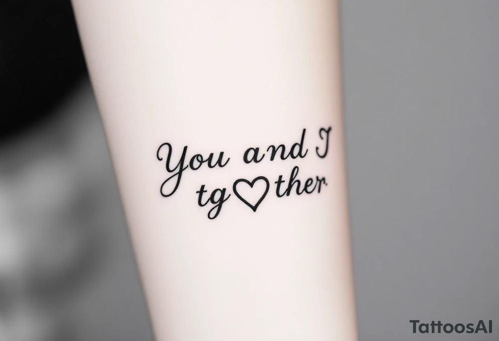 "You and I together" with a cross and a heart tattoo idea