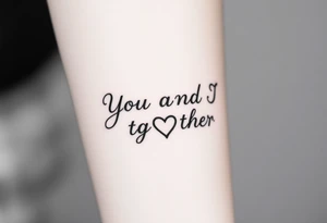 "You and I together" with a cross and a heart tattoo idea