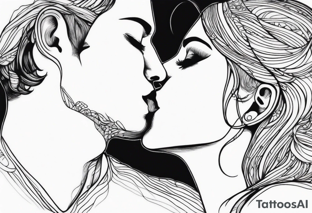 Two person kiss tattoo idea