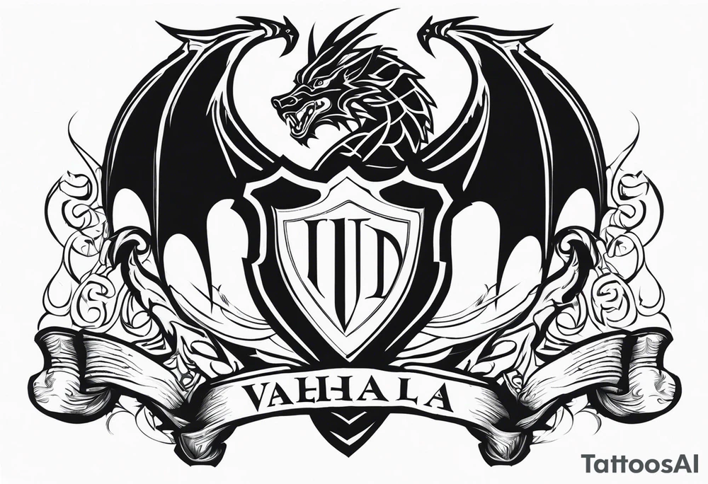 Valhalla shield dragon axe tattoo idea