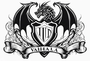 Valhalla shield dragon axe tattoo idea