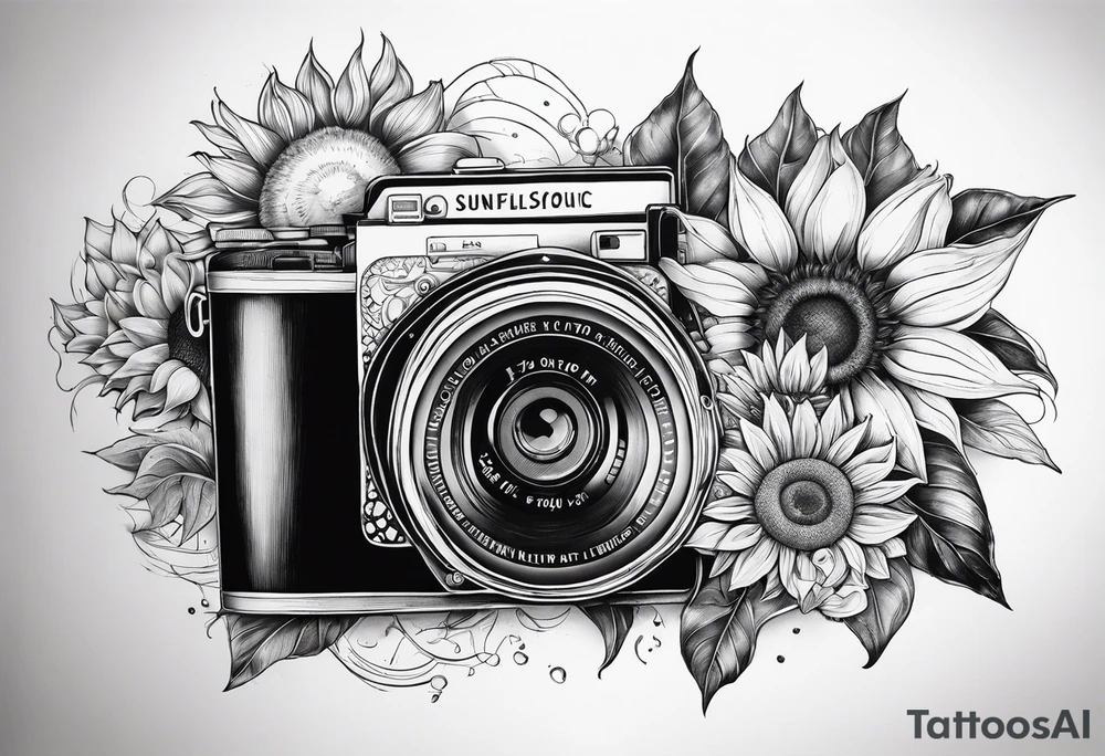 sunflower, book, camera, fish tattoo idea