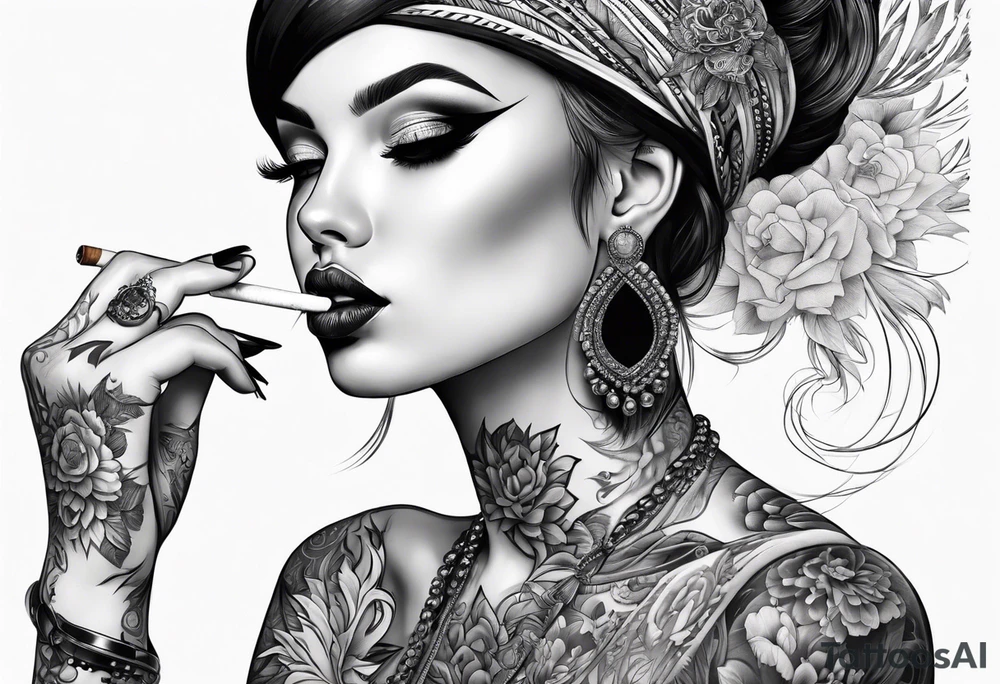 girl with tattoos,smoking a joint,joint in hand
,full body tattoo idea