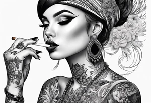 girl with tattoos,smoking a joint,joint in hand
,full body tattoo idea