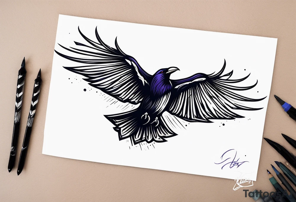 ravens in flight tattoo idea