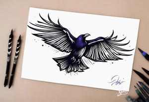 ravens in flight tattoo idea