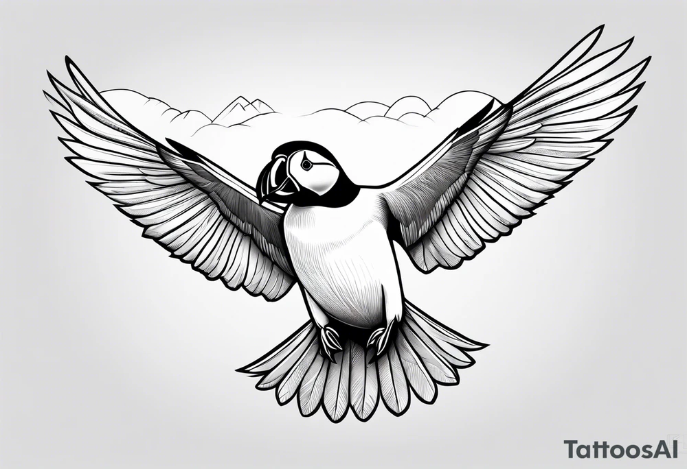 a flying puffin tattoo idea