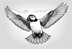 a flying puffin tattoo idea