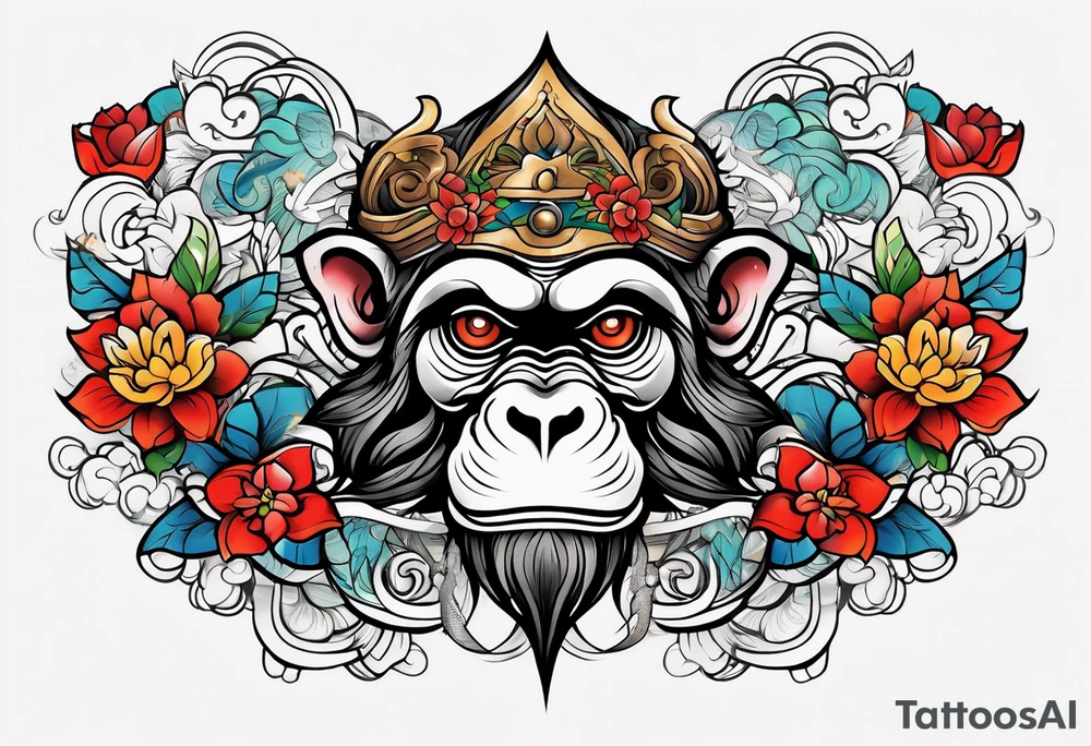traditional japanese art monkey tattoo idea