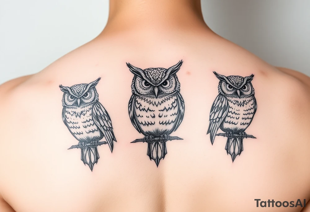 Hear no evil, see no evil, speak no evil owls tattoo idea