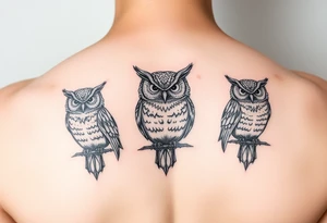 Hear no evil, see no evil, speak no evil owls tattoo idea