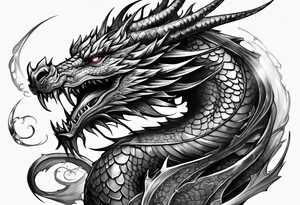 Dragon without wing is wrapped around a sword tattoo idea