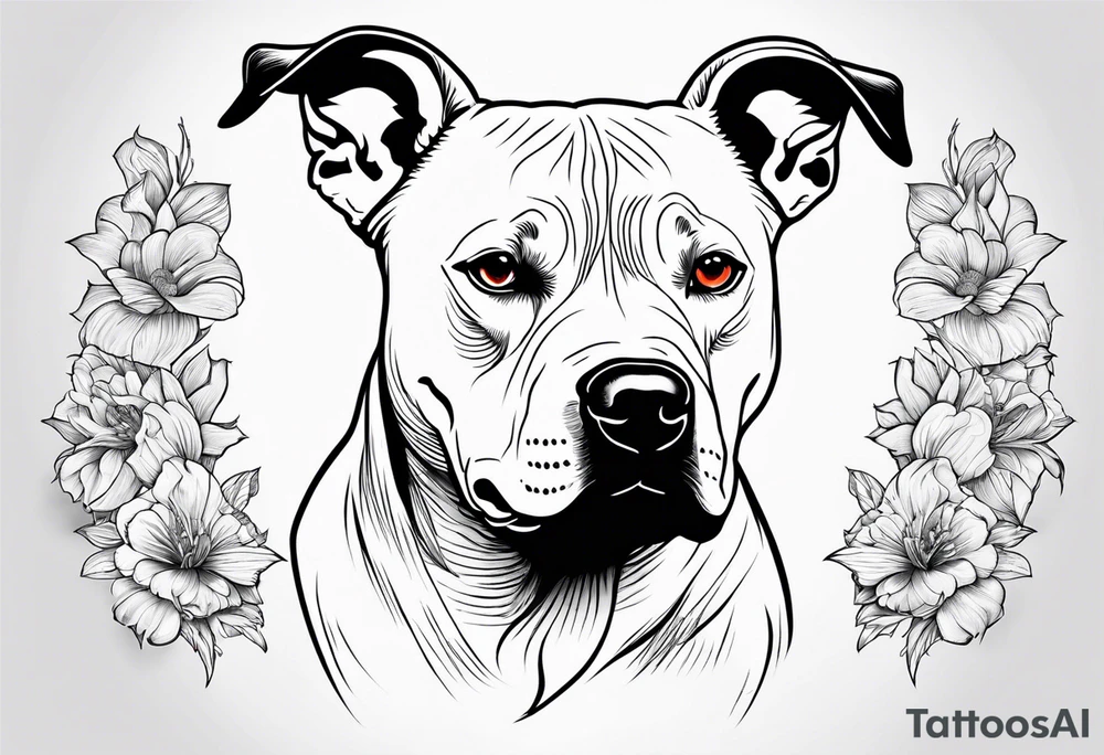 white pitbull pointed ears tattoo idea