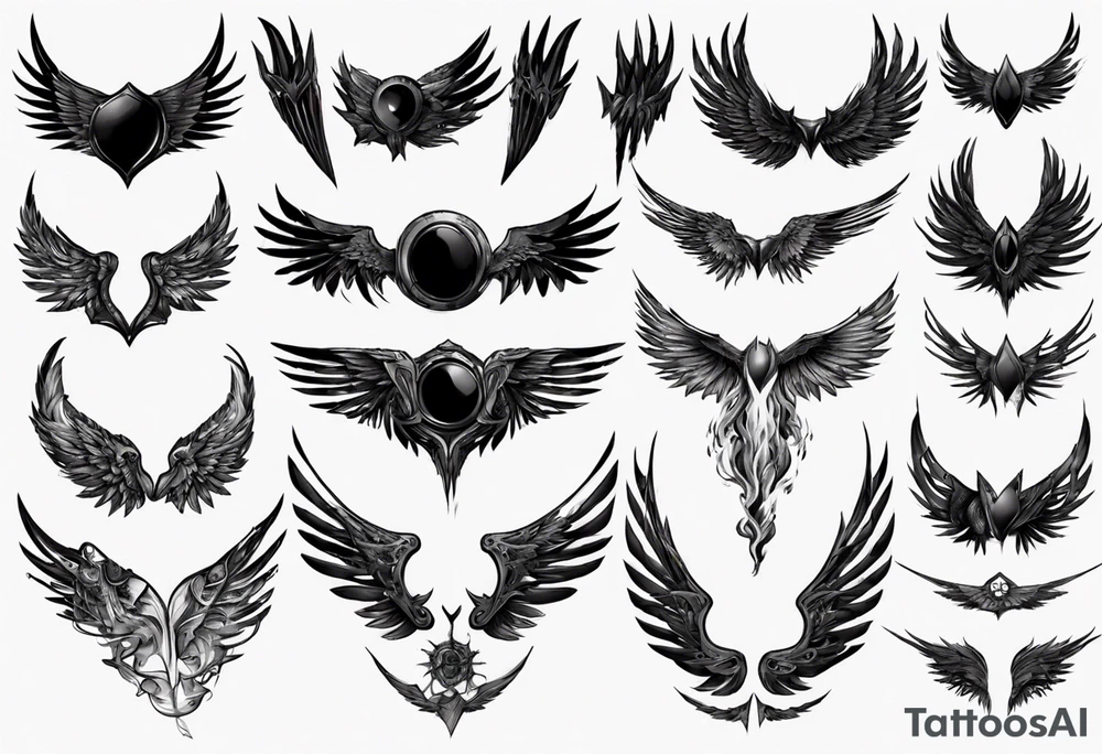 dark mysterious wings tattoo idea