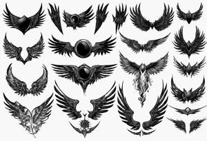 dark mysterious wings tattoo idea