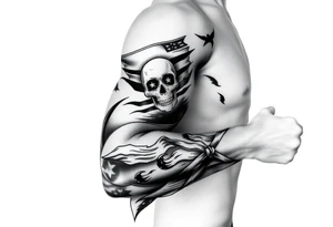 pirate flag, sun rise, tattoo idea