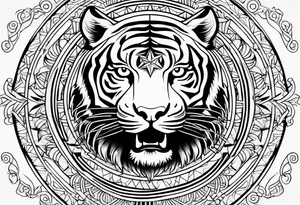 Cross sun tiger sailor sun star tattoo idea