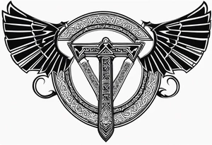 Valhalla sword 
 dragon axe Valknut tattoo idea