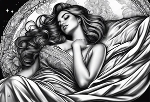 full body girl sleeping in blanket tattoo idea