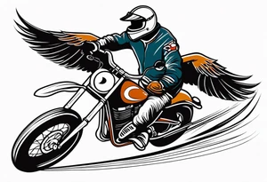 motorcycle speedway rider with an eagle flying over tattoo idea