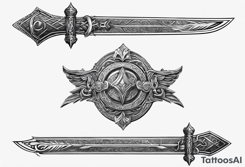 Swords down spine tattoo idea