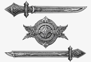 Swords down spine tattoo idea