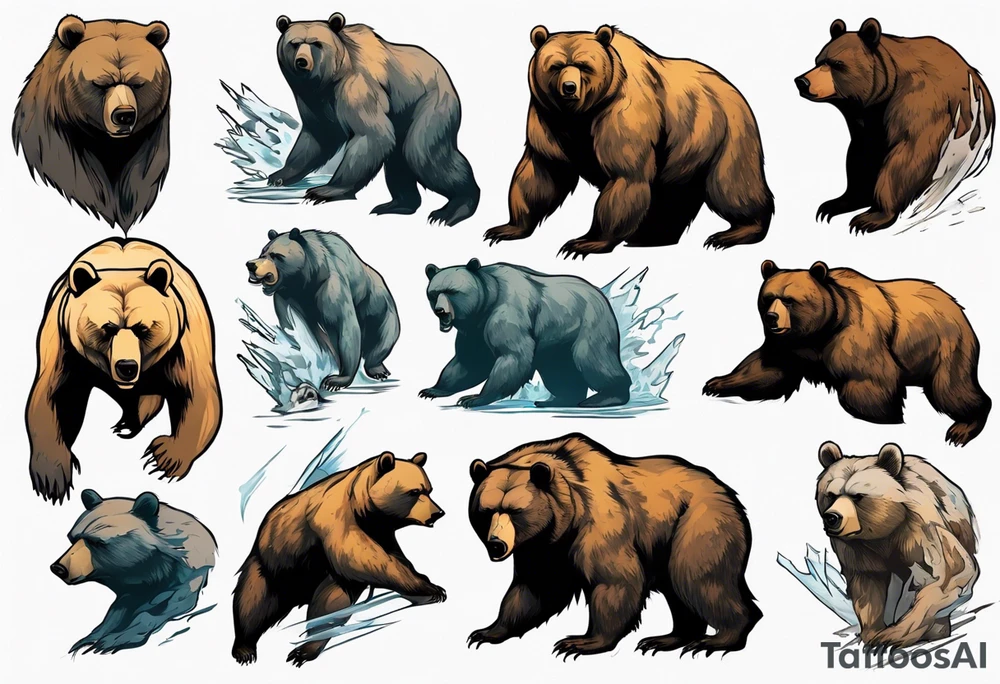 Serious bear coming up behind a city tattoo idea