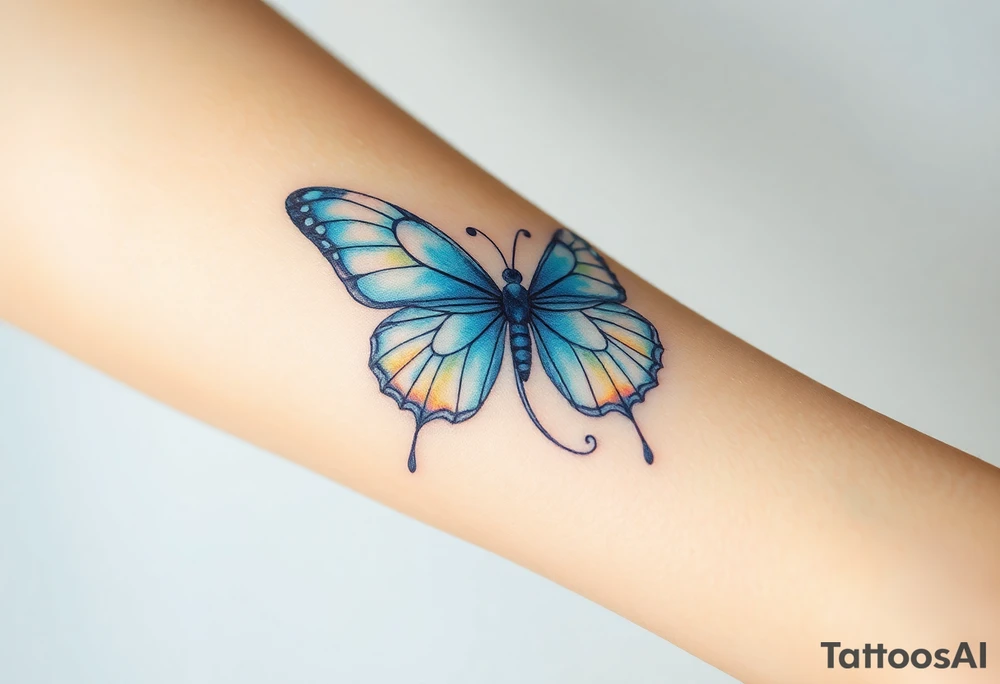 ethereal butterfly with flowing silk ribbons in moonlight tattoo idea