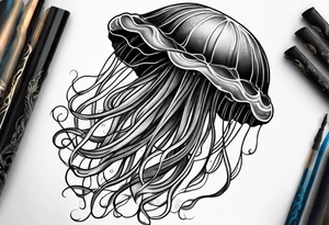 jelly fish with minimum number of tentacles tattoo idea