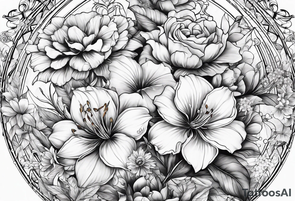 Gemini, Scorpio, Cancer, Sagittarius, Flowers tattoo idea Gemini, Scorpio, Cancer, Sagittarius, Flowers tattoo idea