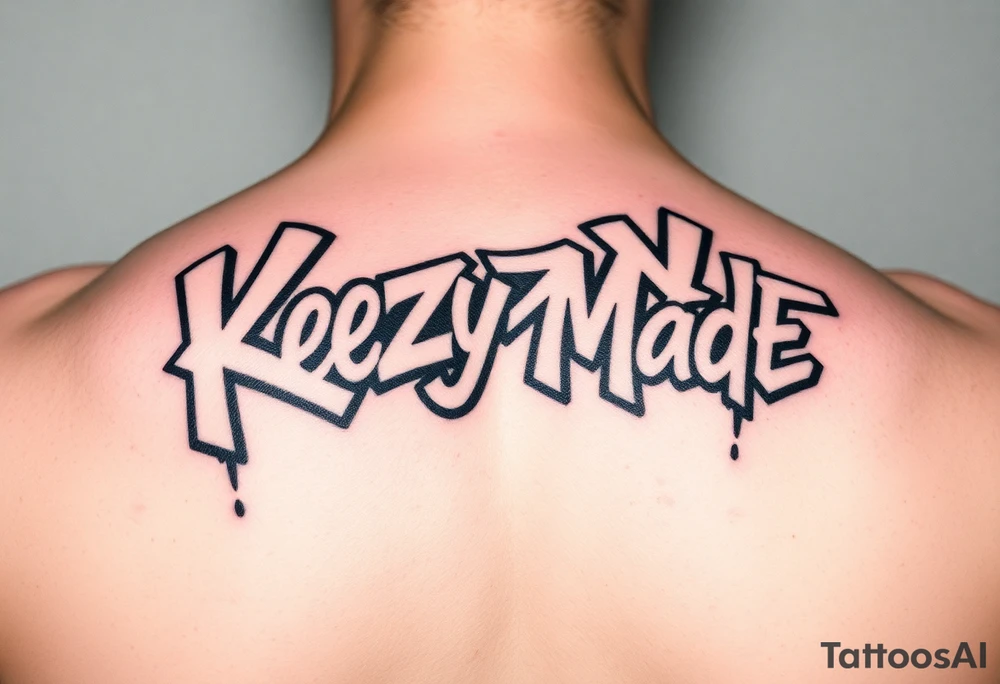 Graffiti spray paint style bubble lettering (KeezY MadE) tattoo idea