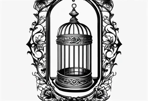 Empty bird cage door open tattoo idea