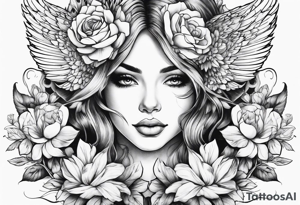 wing, flower, tattoo idea