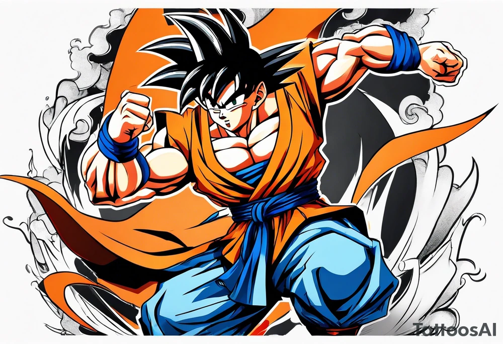 Sleeve tattoo topete name goku, tattoo idea